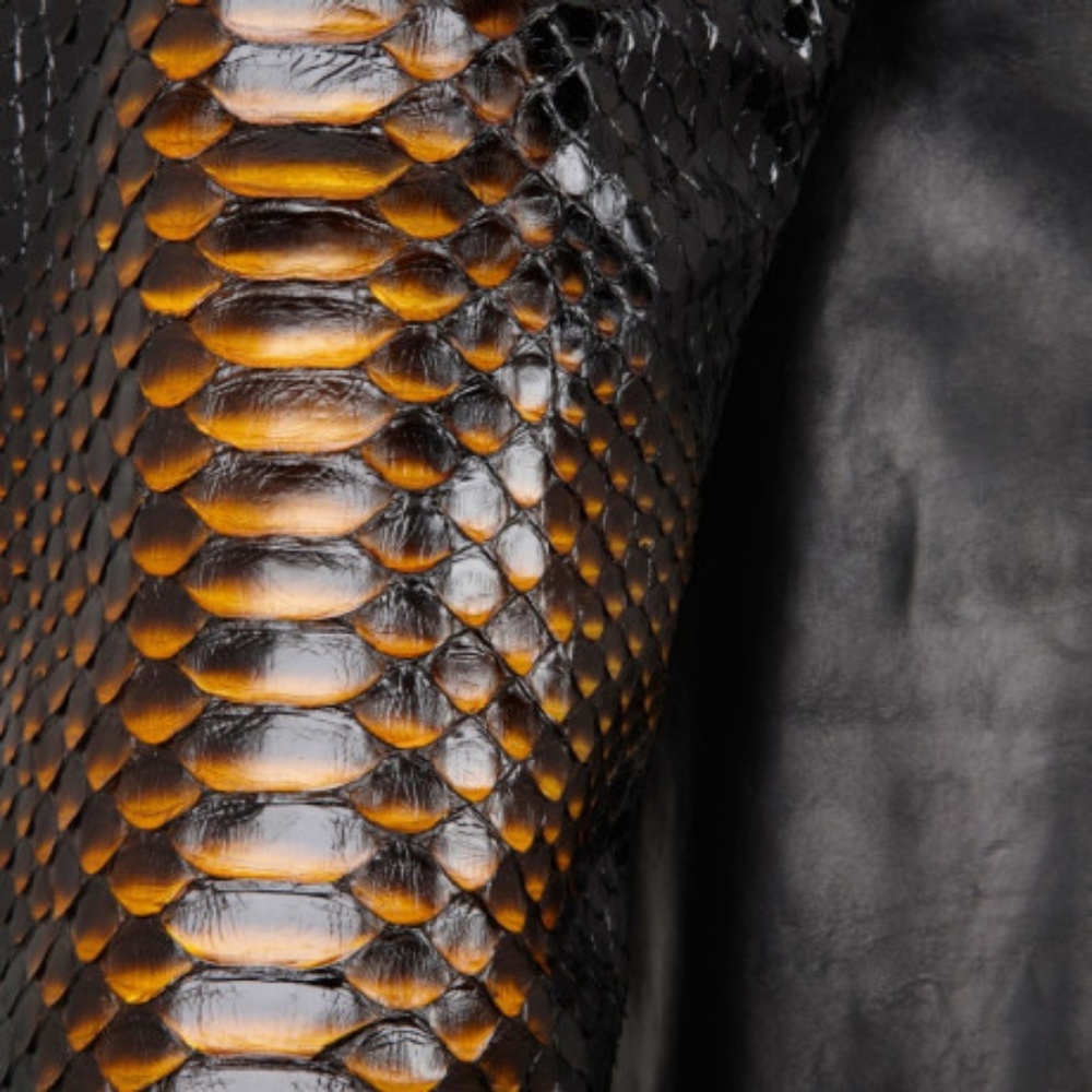 Super Stylish Men's Black Python Leather Jacket - image 8